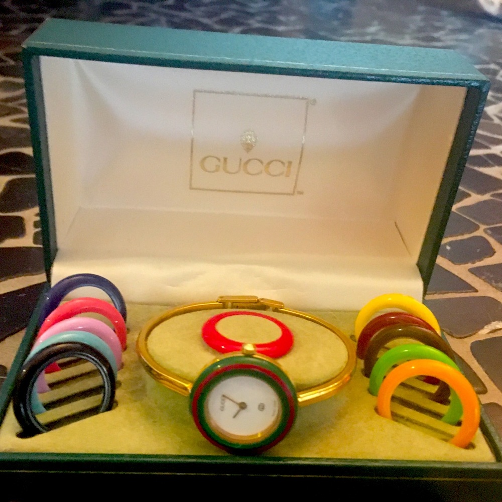 Gucci bracelet watch with interchangeable bezels